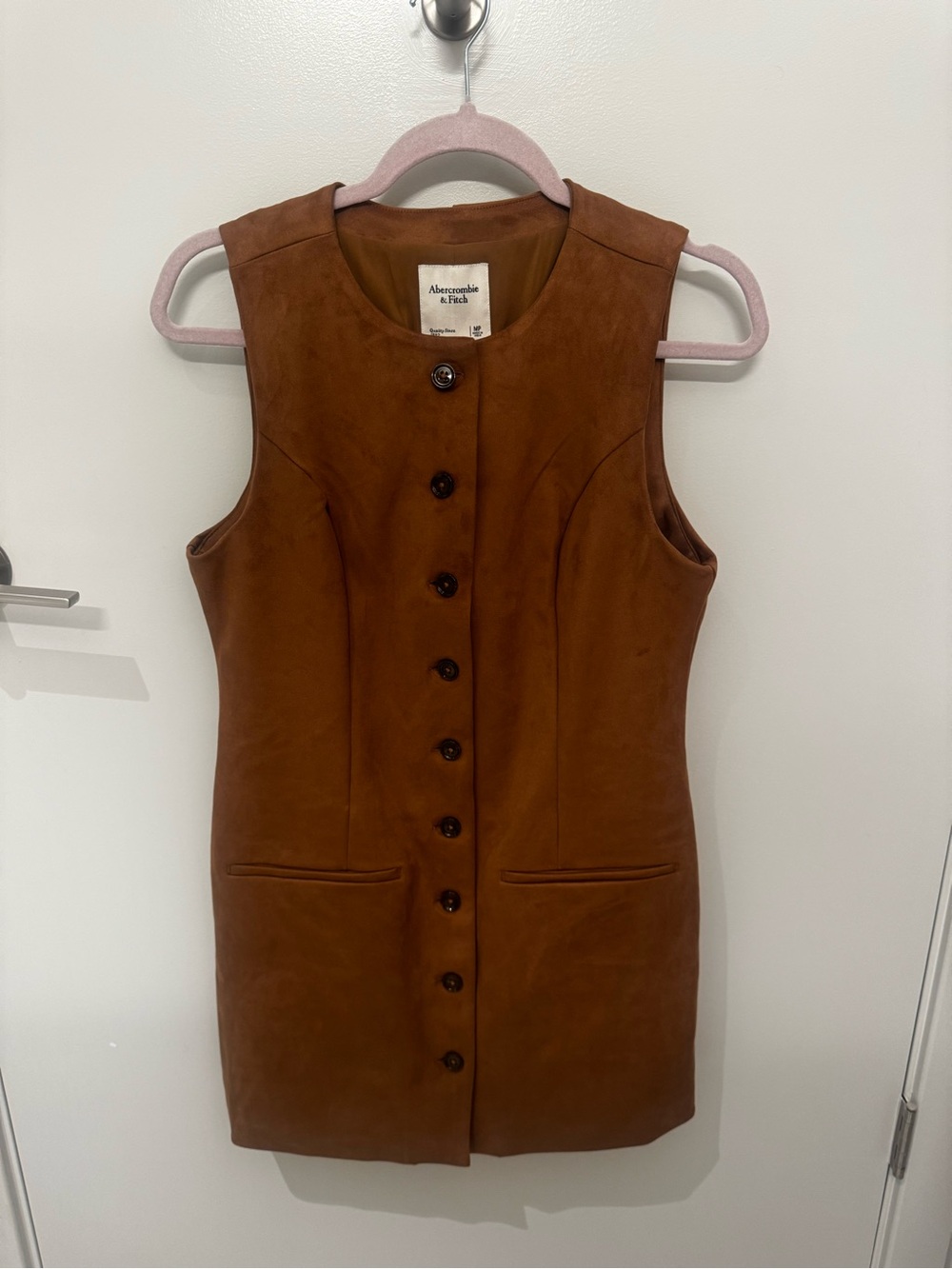 Abercrombie & Fitch Brown Sleeveless Button-Front Leather Vest